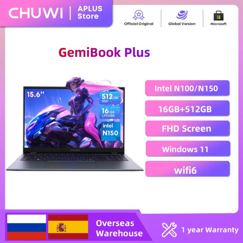 CHUWI GemiBook Plus Laptop 15.6'' FHD 1920x1080 16GB LPDDR5 512GB SSD Intel N100/N150 Alder Lake   WiFi 6 Windows 11 Laptops - 7