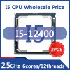 2 PCS Processador Core i5 12400 2.5 GHz 6 núcleos/12 threads 65 w 10nm Distribuidor atacado