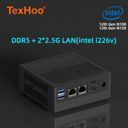 TexHoo New 12Th Gen Mini Pc Windows11 Intel  N100 N150 Processor 16Gb Ddr5 4800Mhz 512Gb Pocket 12V Dual Lan Mini Computer 