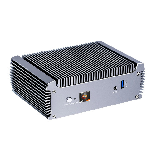 Fanless AMD Mini Gaming PC FU02 Ryzen 7 7730U 5825U Mini Computer Windows 11 Dual LAN Firewall Router 2*HDMI2.0 NVMe DDR4 WiFi6