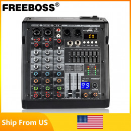 Freeboss 4 Channel Mixing Console 99 DSP Effect USB Play PC Record Bluetooth Audio Sound Mixer Home Party 48V Mix Table  AG-AT4 