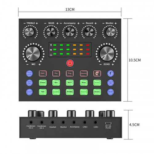 Likheung V8 V8S Audio Mixer USB External Headset Microphone Webcast Personal Live Broadcast Sound Card For Phone Computer