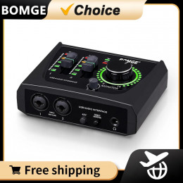 BOMGE mini 2 Channel USB Audio Interface sound card Recording Streaming and Podcasting with XLR/48V Phantom Power for Guitarist - 44