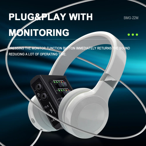 BOMGE mini 2 Channel USB Audio Interface sound card Recording Streaming and Podcasting with XLR/48V Phantom Power for Guitarist - 44