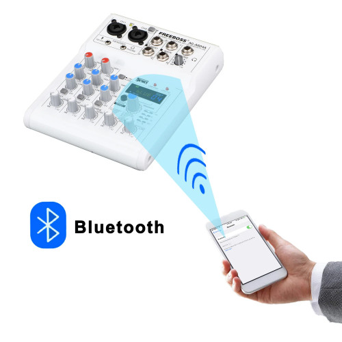 FREEBOSS Mixing Console Mobile Broadcast 4 Channel Bluetooth PC USB Play Record 88 DSP Digital Effect Sound Audio Mixer AG-AS04A