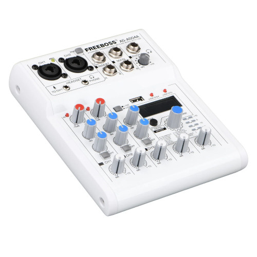 FREEBOSS Mixing Console Mobile Broadcast 4 Channel Bluetooth PC USB Play Record 88 DSP Digital Effect Sound Audio Mixer AG-AS04A