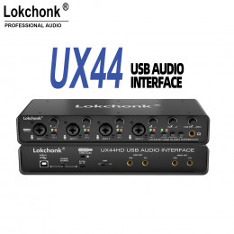 UX44 Audio Interface Sound Card 4-Channel Mixer 32-bit/192KHz for Game Voice,Podcast,Live Recording,Professional Studio Singing 
