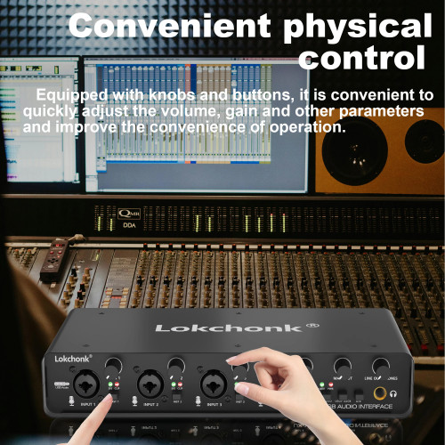 UX44 Audio Interface Sound Card 4-Channel Mixer 32-bit/192KHz for Game Voice,Podcast,Live Recording,Professional Studio Singing