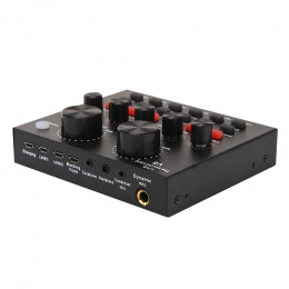 Professional Audio Sound Card with Monitor USB Headset for Electric Guitar Live Recording Studio Effects Audio Mixer 