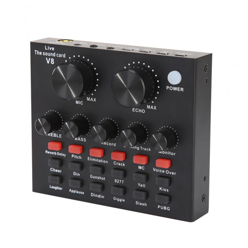 Professional Audio Sound Card with Monitor USB Headset for Electric Guitar Live Recording Studio Effects Audio Mixer