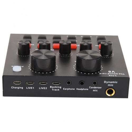 Professional Audio Sound Card with Monitor USB Headset for Electric Guitar Live Recording Studio Effects Audio Mixer