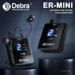 Debra ER-MINI Wireless In-Ear Monitor System, Rechargeable Portable Audio Monitors, UHF Free FM for Bands, Small Concerts - 44