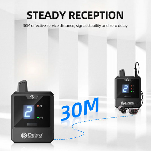 Debra ER-MINI Wireless In-Ear Monitor System, Rechargeable Portable Audio Monitors, UHF Free FM for Bands, Small Concerts - 44