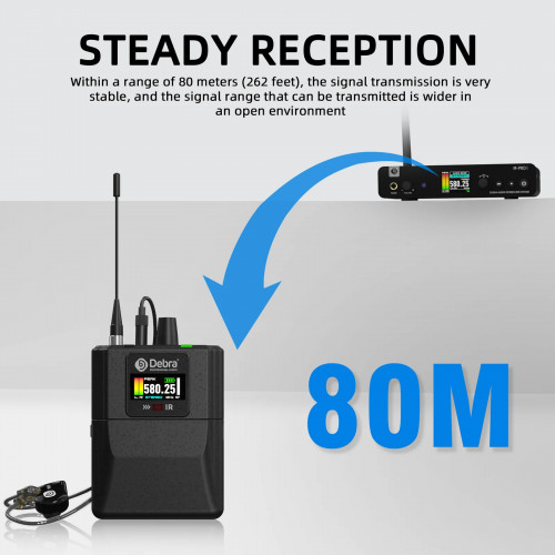Debra M-PROI Wireless Audio System 560-690MHz Bluetooth 24bit/44.1kHz 7ms Delay 80m Range for Studio/Live Performance