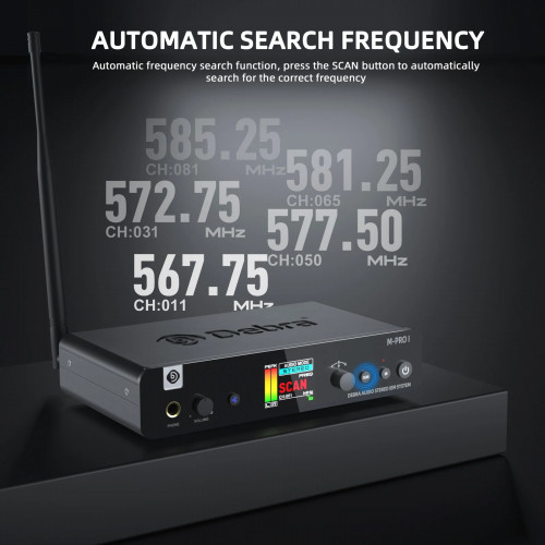 Debra M-PROI Wireless Audio System 560-690MHz Bluetooth 24bit/44.1kHz 7ms Delay 80m Range for Studio/Live Performance