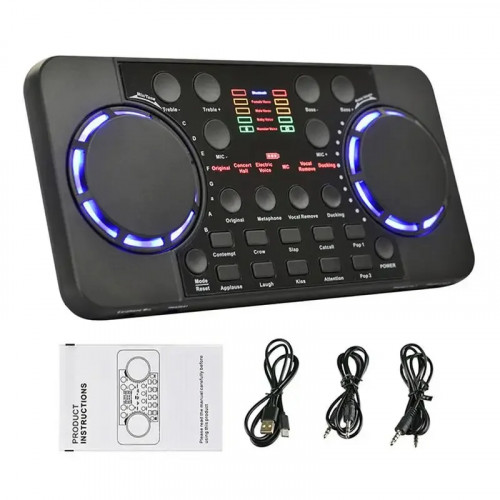 V300 Pro Bluetooth Mini Audio Mixer Sound Card Portable Board DJ 16 Digital Effects Noise Reduction Console USB Record Singing