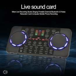 V300 Pro Bluetooth Mini Audio Mixer Sound Card Portable Board DJ 16 Digital Effects Noise Reduction Console USB Record Singing