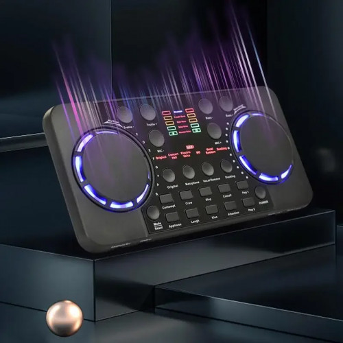 V300 Pro Bluetooth Mini Audio Mixer Sound Card Portable Board DJ 16 Digital Effects Noise Reduction Console USB Record Singing