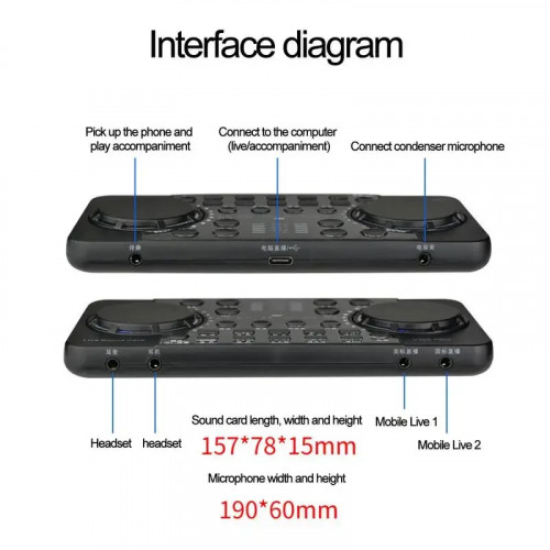 V300 Pro Bluetooth Mini Audio Mixer Sound Card Portable Board DJ 16 Digital Effects Noise Reduction Console USB Record Singing
