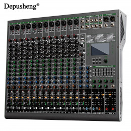 14 Channels Digital Professional Audio Console Mixer Depusheng TG14 Mixing DJ Console USB with 48V Phantom Power Built-in 99 Rev