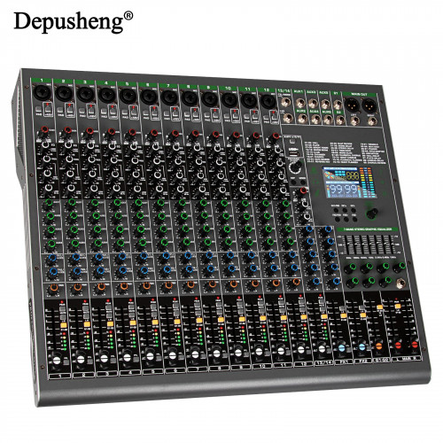 14 Channels Digital Professional Audio Console Mixer Depusheng TG14 Mixing DJ Console USB with 48V Phantom Power Built-in 99 Rev