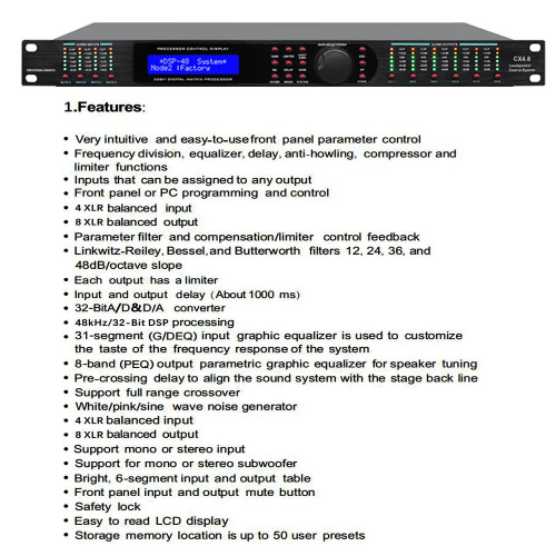 SENMICRE CX4.8 Complete Loudspeaker Management System 4IN 8OUT  Digital Processor Professional Driver Rack Pro Audio Processor