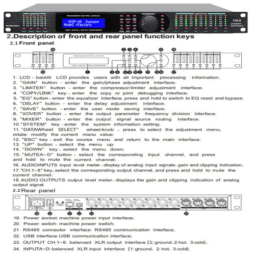 SENMICRE CX4.8 Complete Loudspeaker Management System 4IN 8OUT  Digital Processor Professional Driver Rack Pro Audio Processor