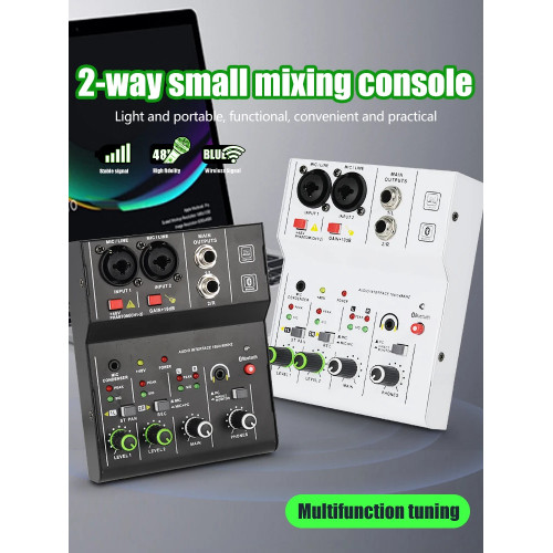 Professional Audio Mixer 4 Channel 99 DSP 48V Phantom Power USB Studio Sound Mixers Bluetooth DJ Console Mixing Karaok - 44