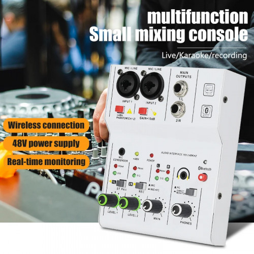 Professional Audio Mixer 4 Channel 99 DSP 48V Phantom Power USB Studio Sound Mixers Bluetooth DJ Console Mixing Karaok - 44