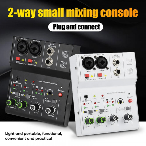 Professional Audio Mixer 4 Channel 99 DSP 48V Phantom Power USB Studio Sound Mixers Bluetooth DJ Console Mixing Karaok - 44