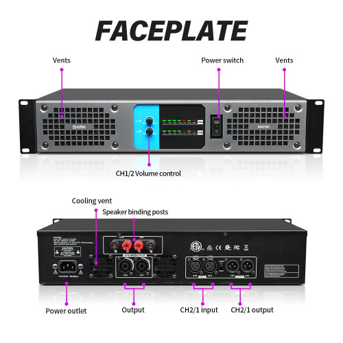 Power Amplifier BM2500 800w 4ohm Professional Digital Audio Amplifier DJ Equipment for Speaker Subwoofer Stage Wedding KTV Home
