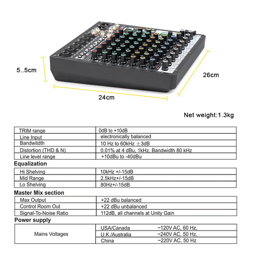 TKL Z-8 Professional 8channel Mixing 99DSP Console Balance Bluetooth USB Interface Party Stage Family
