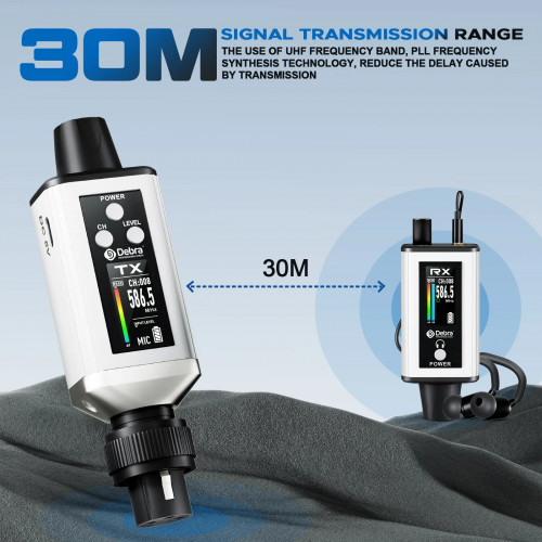 Debra Audio UHF IEM EMX-1 Wireless Monitoring System Portable Rechargeable with 16 Adjustable Frequency On The Screen