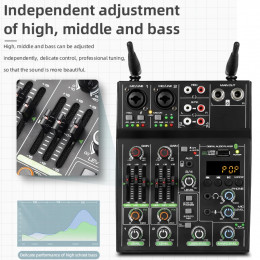 Audio Mixer 4 Channel High Power Amplifie Sound mixing with Microphone Depusheng UF4-M Digital Board Console for Karaoke Stage