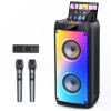 T10-T Karaoke Machine with 2 Wireless Microphones, Portable Bluetooth Speaker for Adults and Children, Large Party PA System
