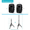 PRORECK Dance 12 Portable 12-Inch 1000 Watts 2-Way Powered PA Speaker System Combo Set with Bluetooth/USB/SD Card Reader/FM