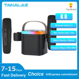 TANALAZ K8 Karaoke Machine Portable Bluetooth 5.1 PA Speaker System with 1-2 Wireless Microphones Home Family Singing Child Gift 