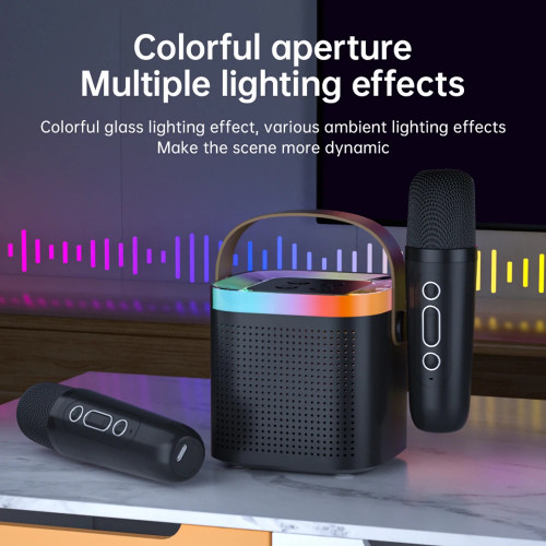 TANALAZ K8 Karaoke Machine Portable Bluetooth 5.1 PA Speaker System with 1-2 Wireless Microphones Home Family Singing Child Gift