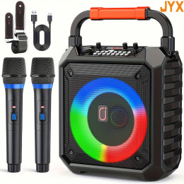 T17 Karaoke Machine Comes with 2 Wireless Karaoke Microphones, Portable Bluetooth Speaker Home Karaoke 0K System, with Rgb Colorful Lights 