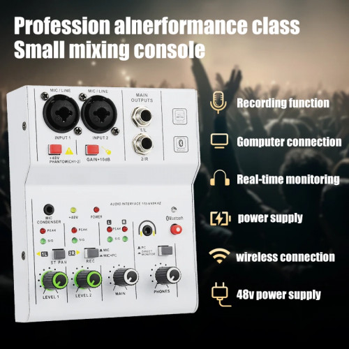 2 Channels Professional portable Audio Interface sound card console mini USB MIXER for Guitar Recording Studio Singing