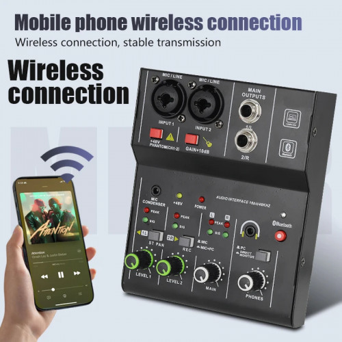 2 Channels Professional portable Audio Interface sound card console mini USB MIXER for Guitar Recording Studio Singing
