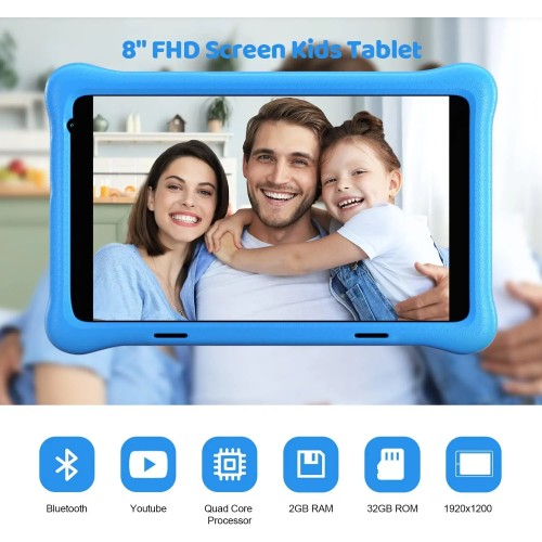 8 Inch Kid Tablet Android11 Learning Tablets Quad Core Processor 2GB+32GB 128GB Expansion 5000mAh Child Eye Protection With Case 