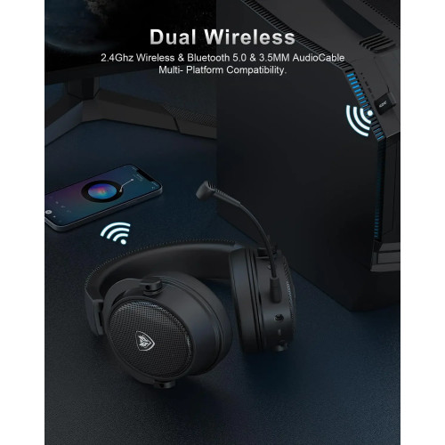 NUBWO G07 Wireless Headsets Gamer for PC, PS4, PS5 2.4GHz Ultra-Low Latency HIFI Stereo Noise Cancelling MIC Gaming Headphones