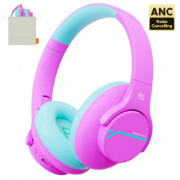 Kids ANC Wireless Over Ear Bluetooth Headphones Noise Cancelling Headphones & Hearing Protection for Travel/School Girls Gift 