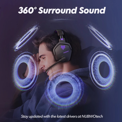 NUBWO G06 Dual Wireless Headsets Gamer with Microphone for PS5, PS4, PC, Mobile, Switch, 2.4GHz Bluetooth 5.3 Gaming Headphones