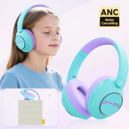 Nova1Pro Kids ANC Wireless Headphones Bluetooth 5.4 42dB Active Noise Cancellation Earphones with Mic 75/85/94dB Volume Limited 