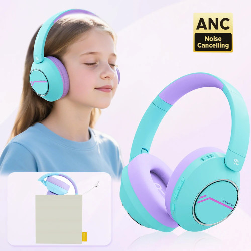 Nova1Pro Kids ANC Wireless Headphones Bluetooth 5.4 42dB Active Noise Cancellation Earphones with Mic 75/85/94dB Volume Limited