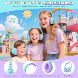 Nova1Pro Kids ANC Wireless Headphones Bluetooth 5.4 42dB Active Noise Cancellation Earphones with Mic 75/85/94dB Volume Limited