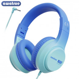 AWATRUE HK07 Kids Wired Headphones Stereo Sound Earphone with Mic Music Study Headset Limited Volume 74dB/85dB for Children 