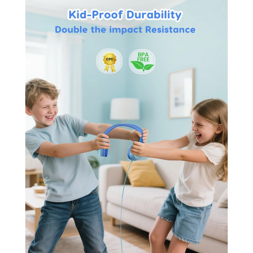 AWATRUE HK07 Kids Wired Headphones Stereo Sound Earphone with Mic Music Study Headset Limited Volume 74dB/85dB for Children
